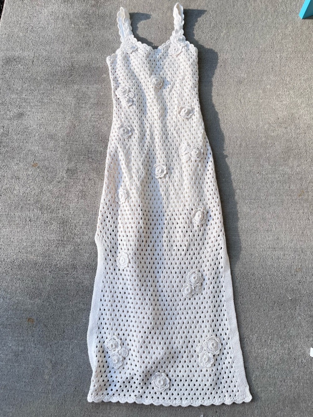 Saltwater Luxe Los Angeles Newland Midi Dress Crochet Knit Flowers Cream NWOT - Picture 6 of 8